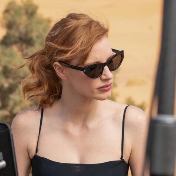 Saint Laurent SL215 GRACE 001 Sunglasses Black Cat Eye Frame, Grey Lenses main image 8